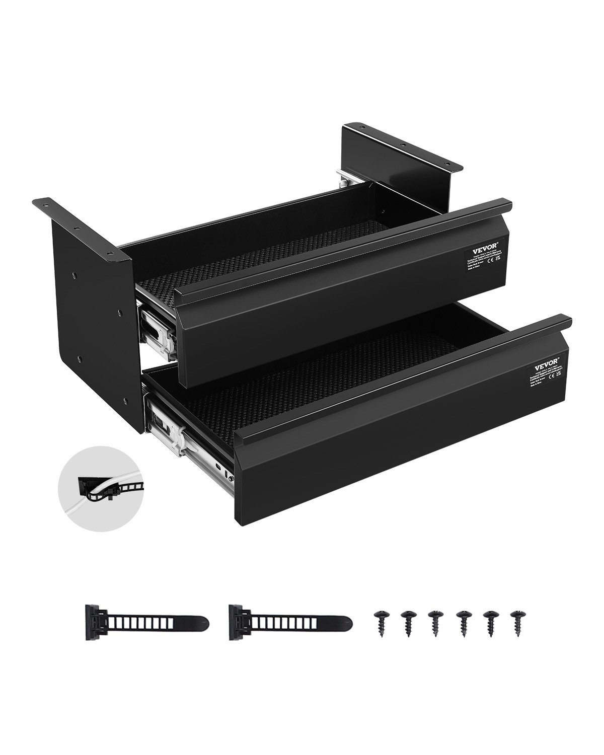 VEVOR 2 Drawer 16″ Under Desk Drawer Organizer Slide-out Drawer Space Office