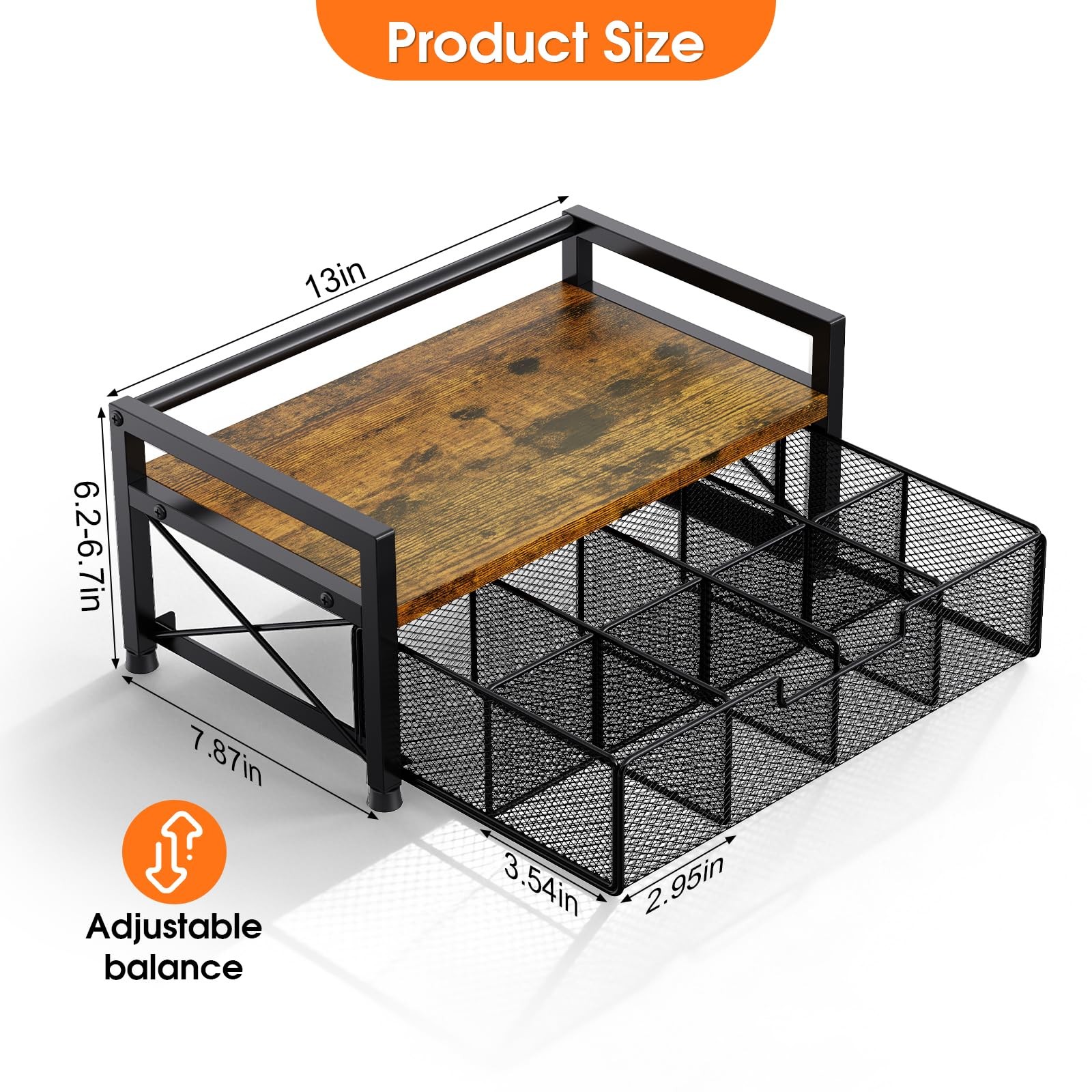 ZssHappy Tea Bag Organizer, Organizers and Storage with 8 Rustic Brown