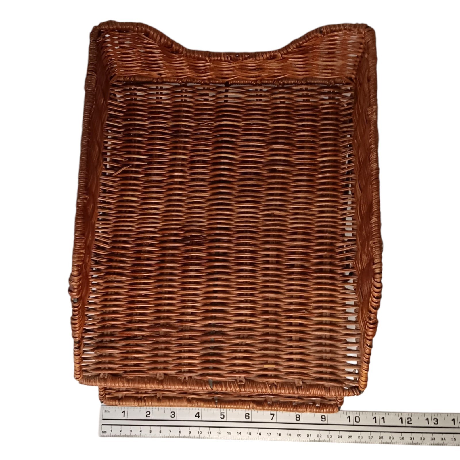 VTG Wicker Rattan 2-Tier Desk File Tray Mail/Letter Office Organizer Boho Style