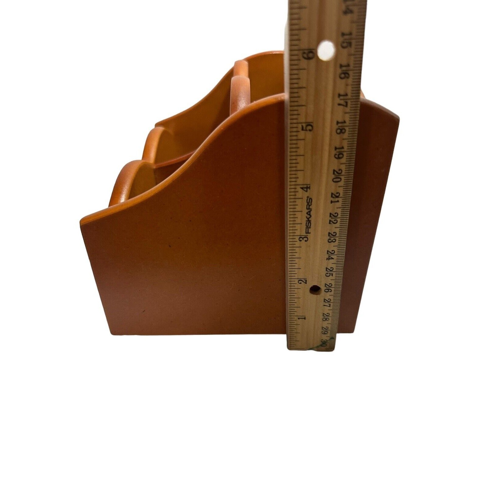 MCM Wood Turning Mail Accessories Holder Lazy Susan Swivel Desk Organizer Caddy