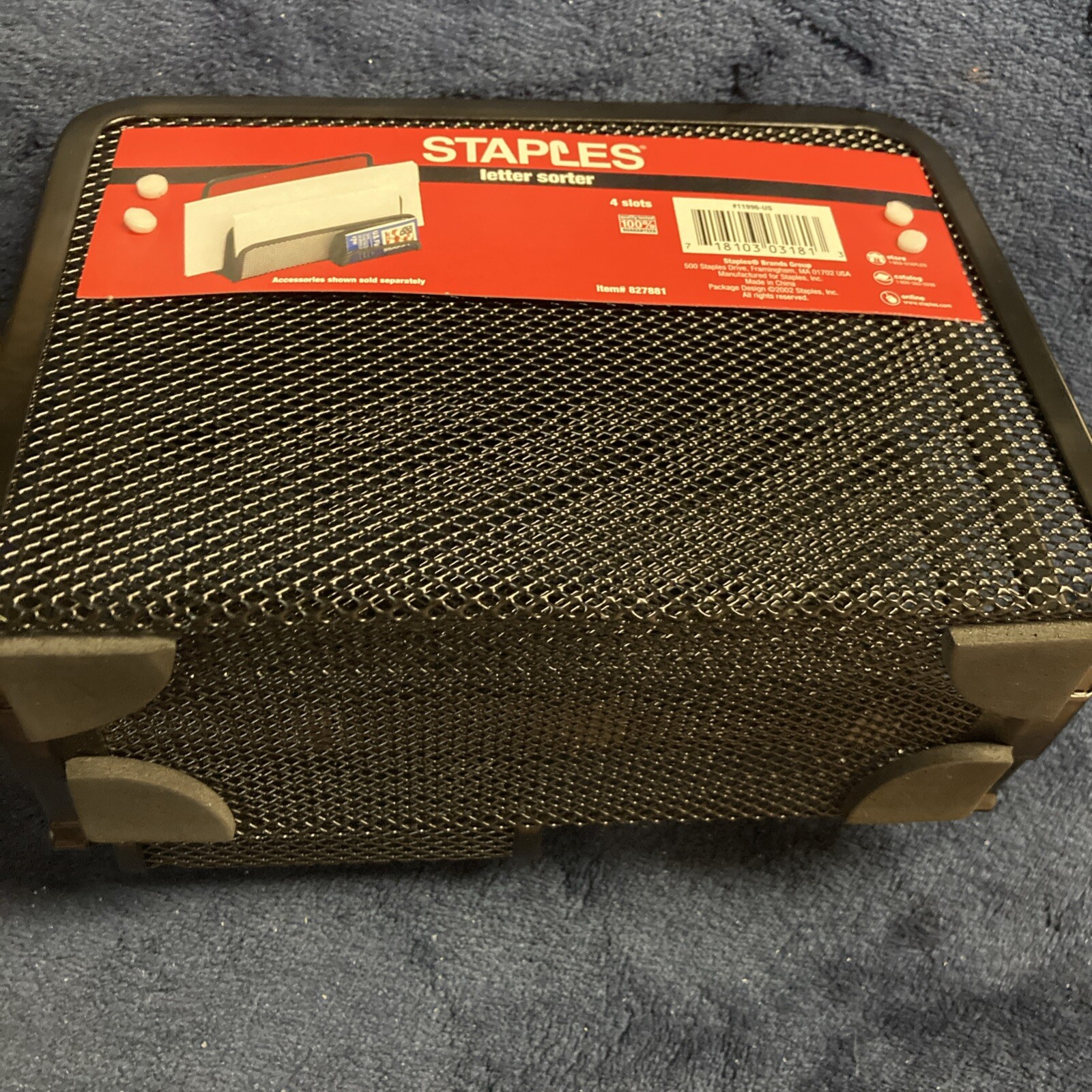 Staples 4 Slot Letter Sorter black mesh metal New