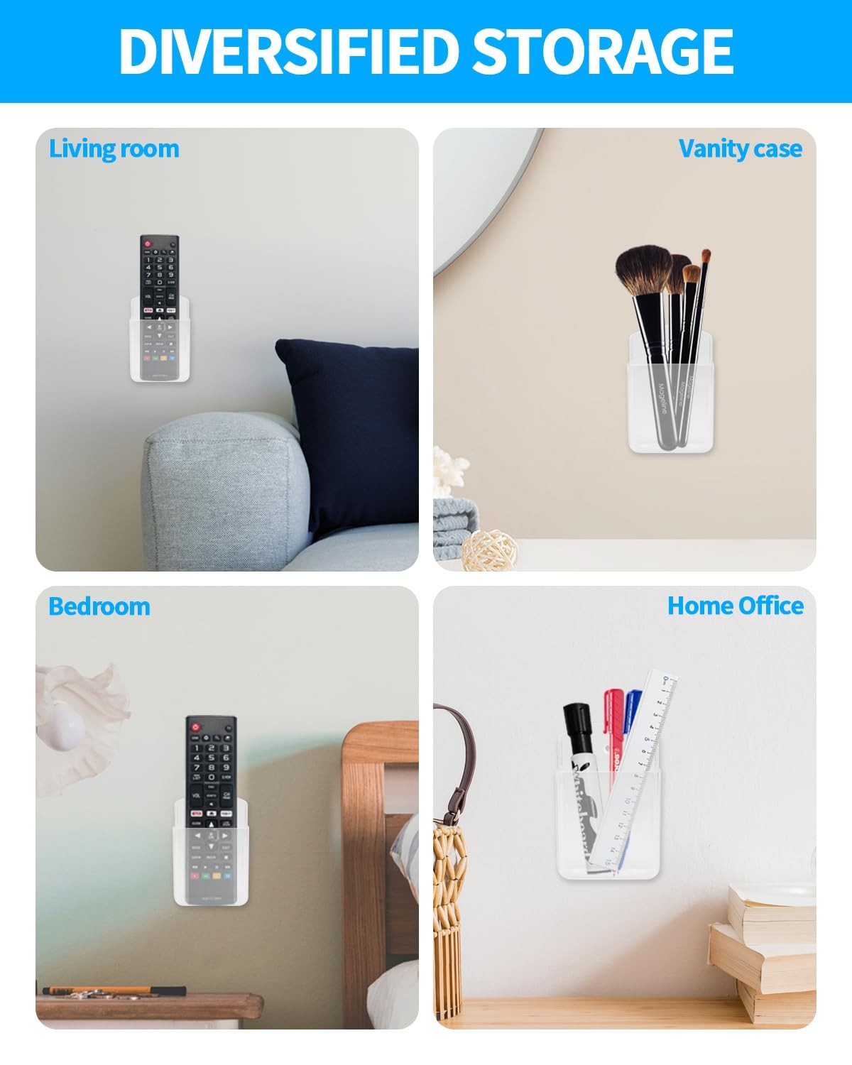 2 PCS Remote Control Holders Wall Mount, Self Adhesive TV Air Conditioner Rem…
