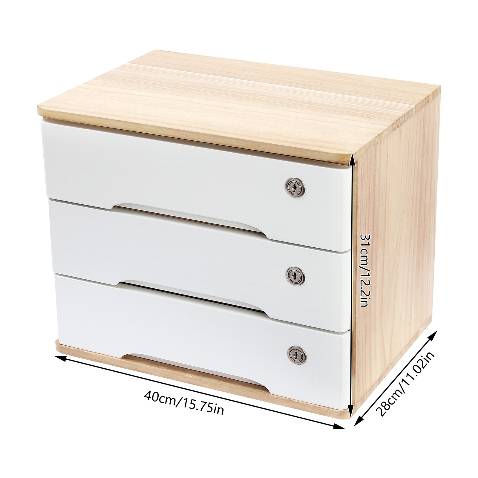3-Tier Desktop Storage Cabinet Desk Organizer Desktop Storage W/Lockable Drawers