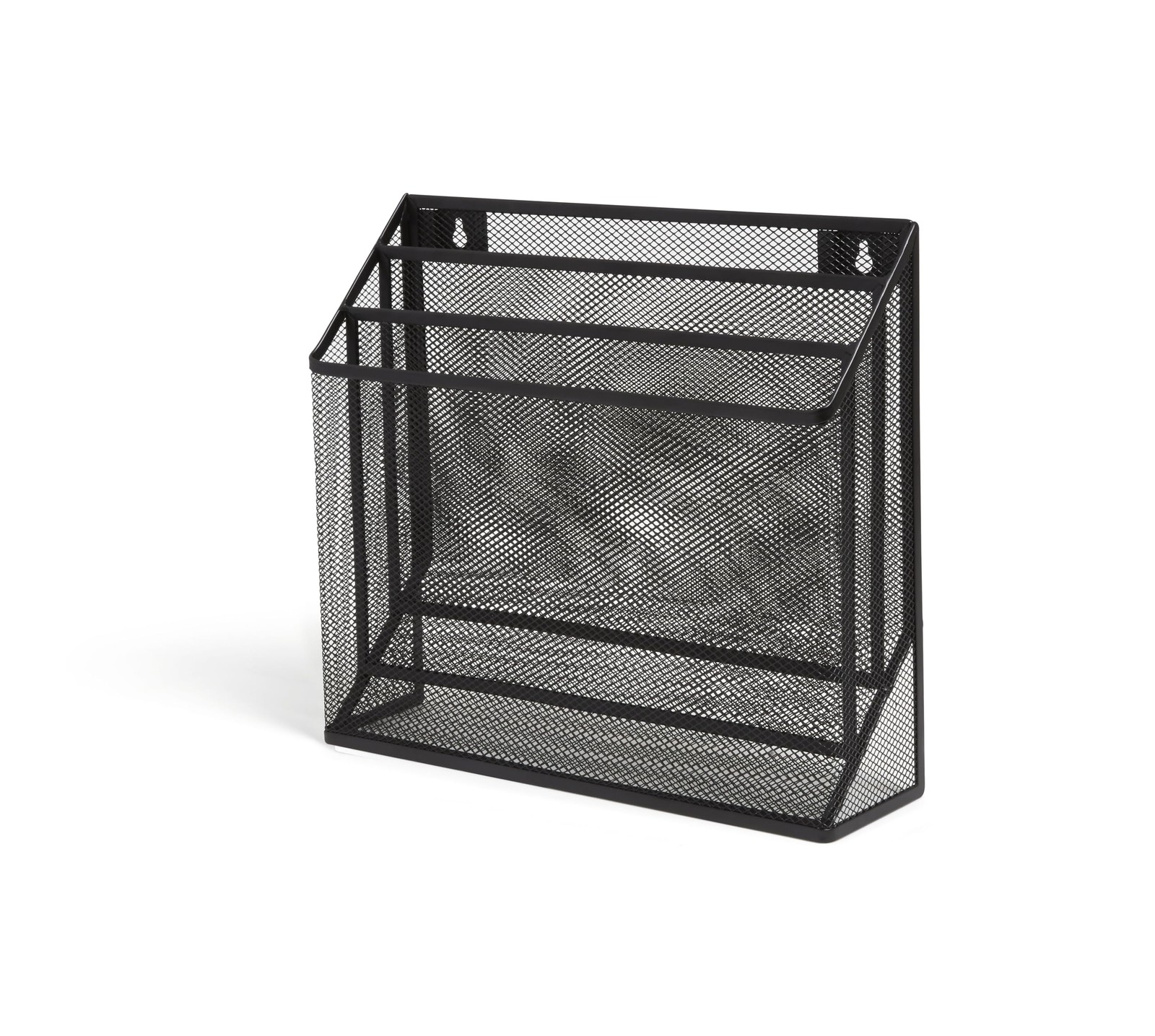 Wire Mesh File Organizer, 3‑Compartment, Matte Black – Vertical Desktop Sorte…