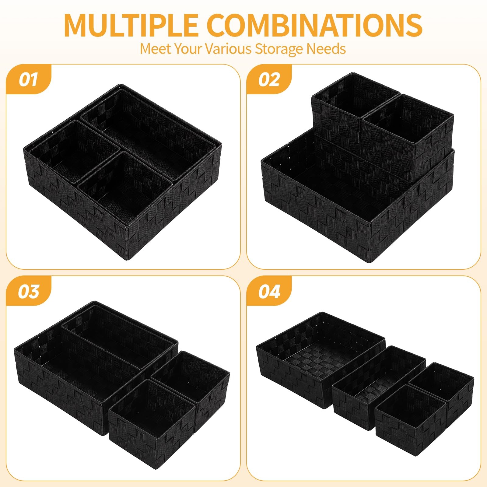 Small Black Baskets Cube Bin Container Tote,Woven Storage Baskets for Organiz…