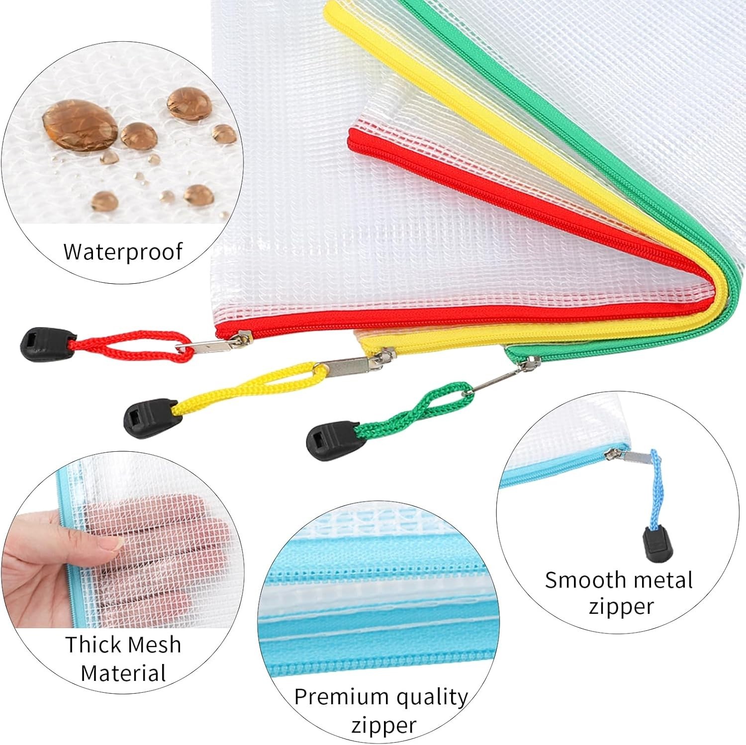 36pcs Mesh Zipper Pouch Bags A4 Size Board Game Storage Plastic 11 Colors Let…