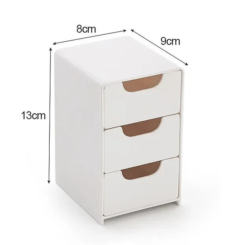 1Pc 3Tier Desktop Organizer with Drawers, Plastic Storage Box for Stationery/Sch