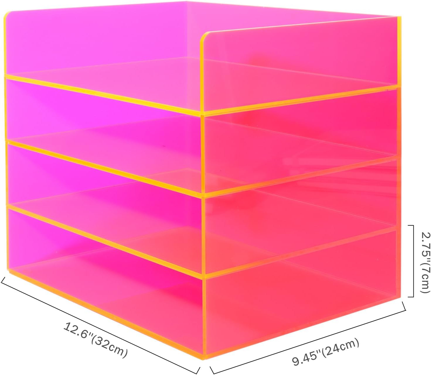 Acrylic File Organizer for Desk 4 Tiered Stackable Letter Tray Office Paper Stor