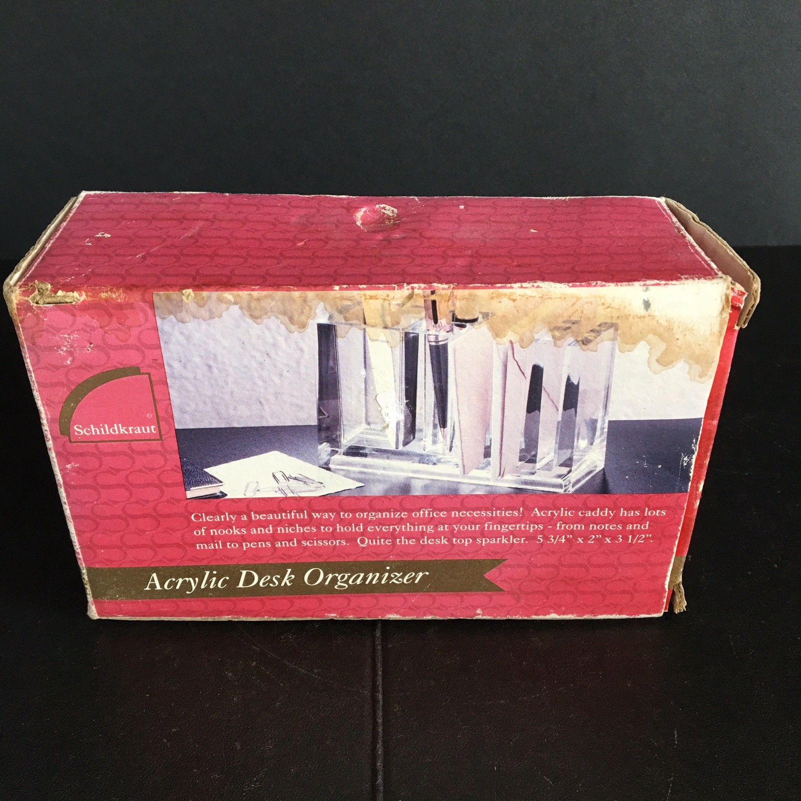 Clear Acrylic Desk Organizer NIB 5-3/4″ X 2″ X 3-1/2″