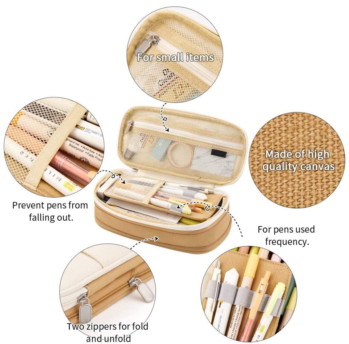 Heavy Duty Pen Pouch, 60+ Slot Holder, Ergonomic Design, Light Pink