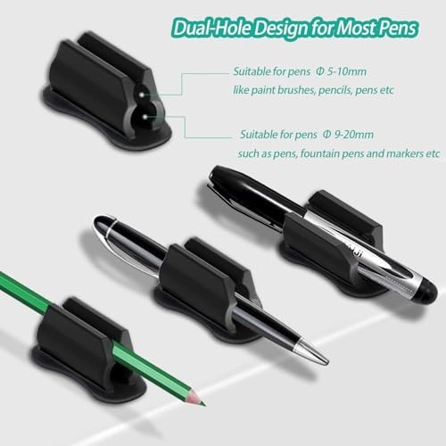 Adhesive Pen Holder 6 Pack Silicone Pencil Holder for Desk Wall Mount Clipboard