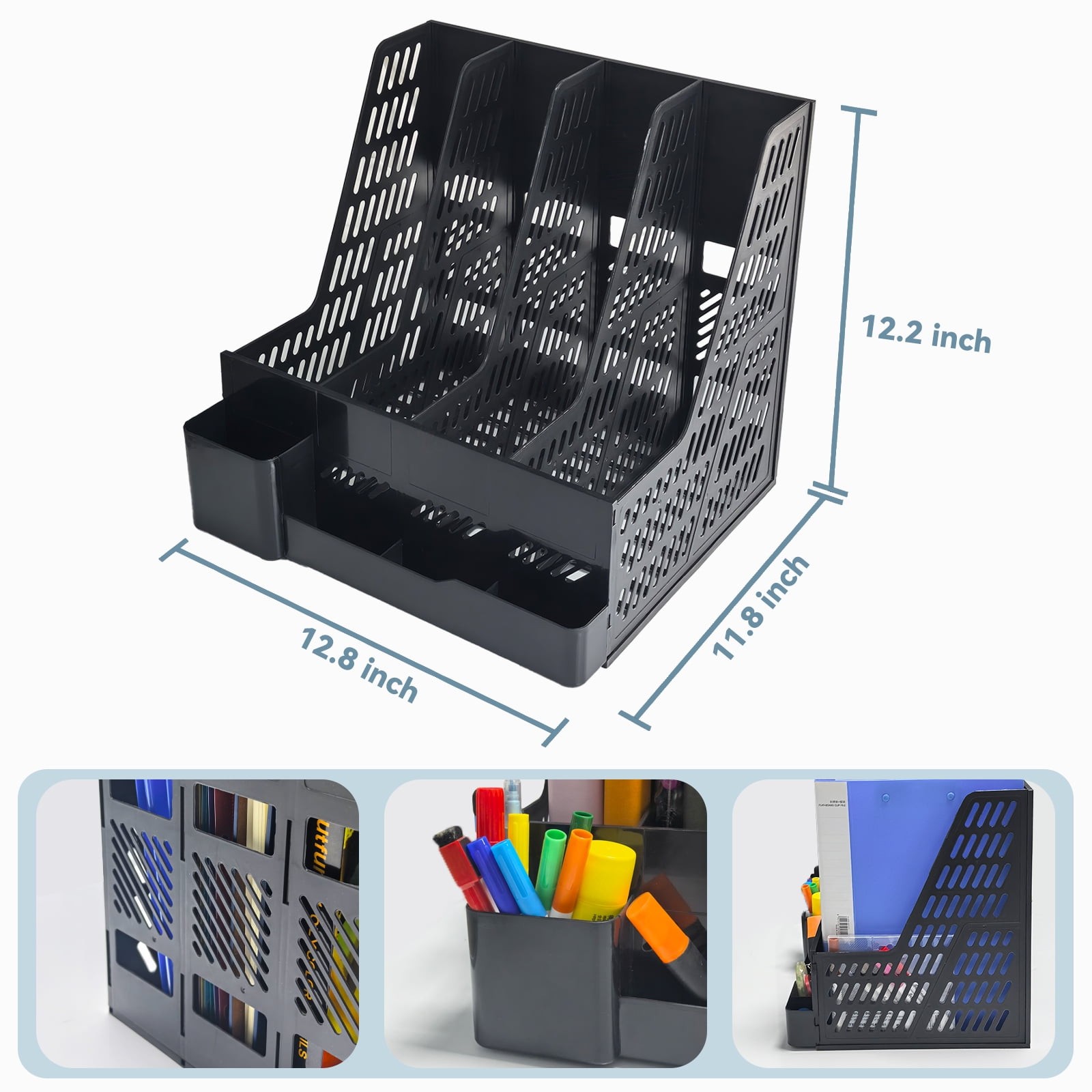 2 Pack Desk Organizers and Accessories with File Holder, 4-Tier Desk Accessories