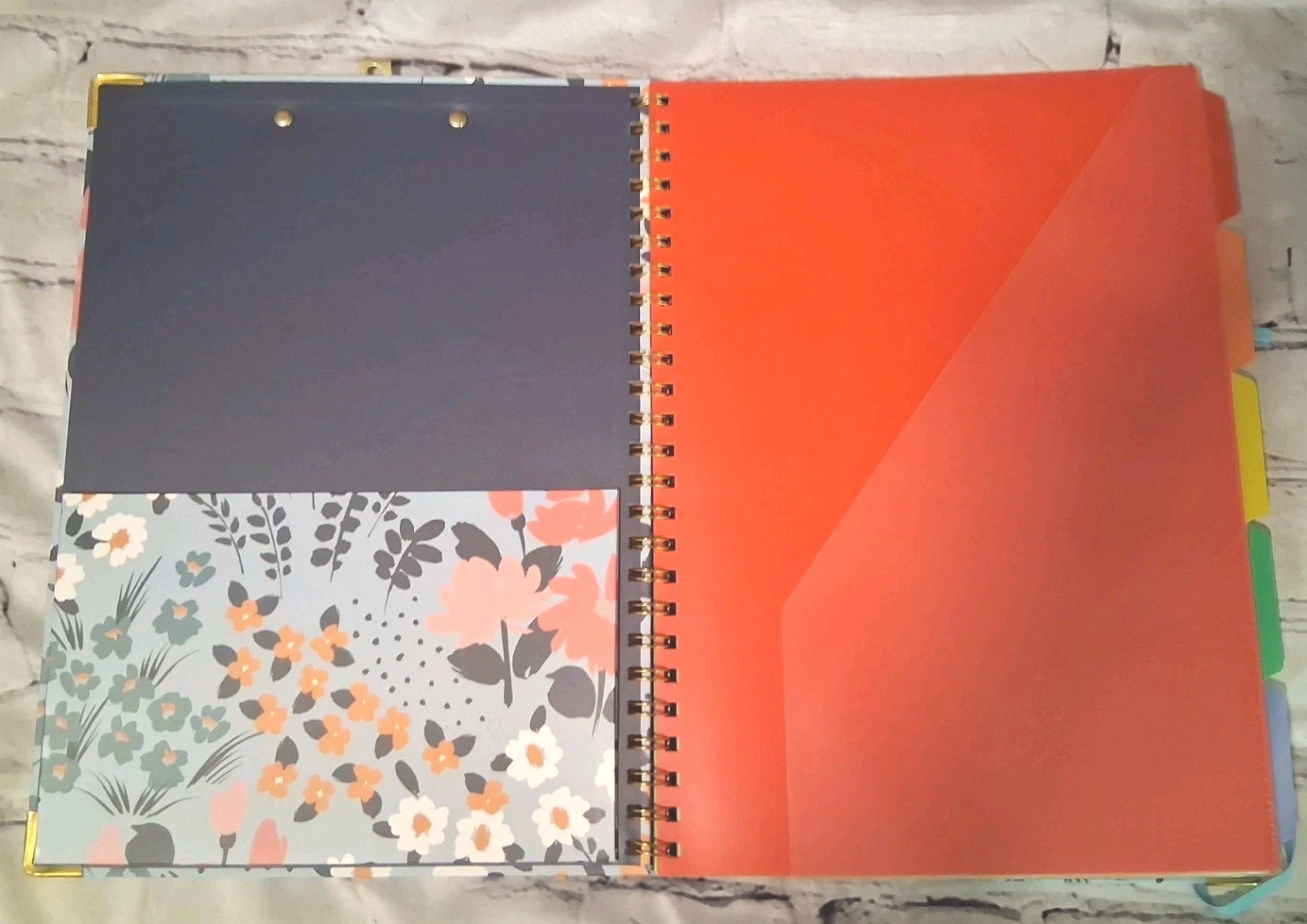 Floral Clipboard Portfolio & Spiral Organizer Notebook with Folders