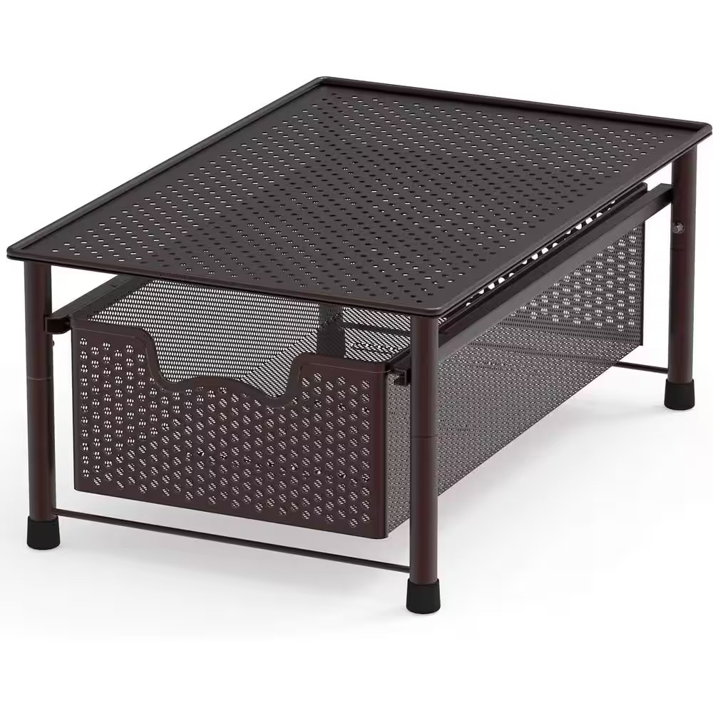 Bronze 11 In. X 7.5 In. Metal Modern Sliding Desk Organizer Drawer