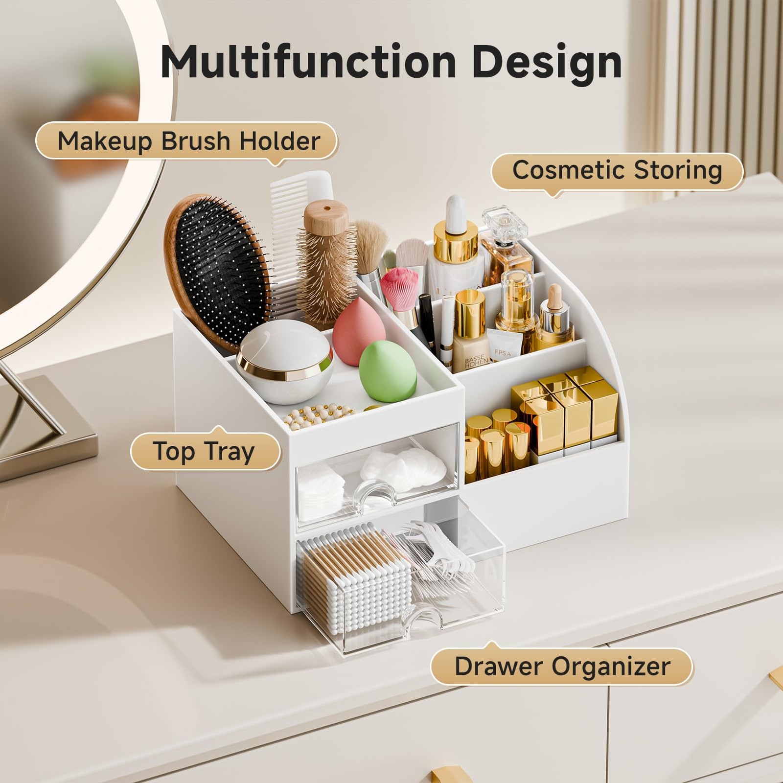 Makeup Organizer with 2 Drawers, Organizers Organizer, White