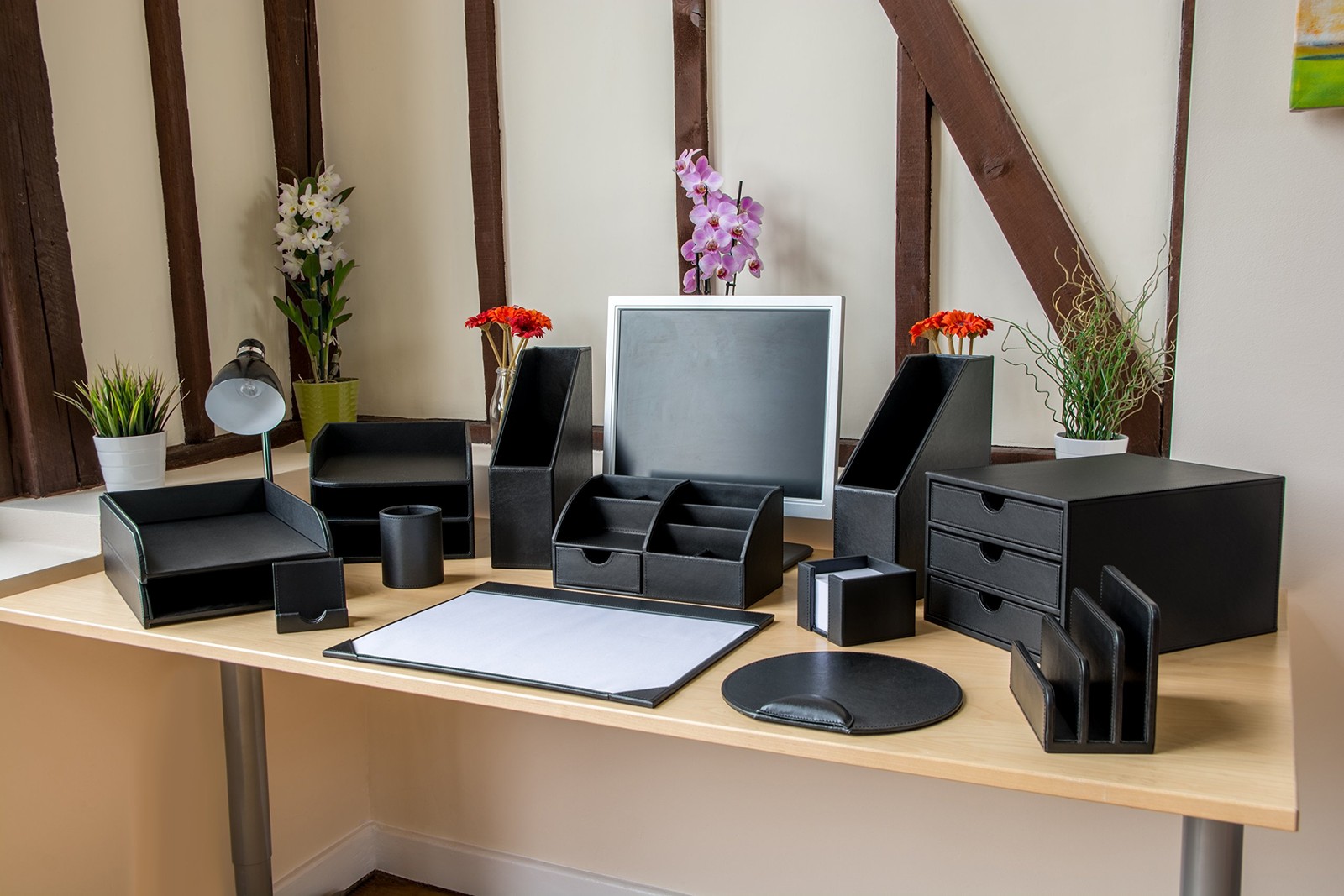 Black Faux Leather Letter Holder | Sorter | Post Rack | Envelope Organiser | …