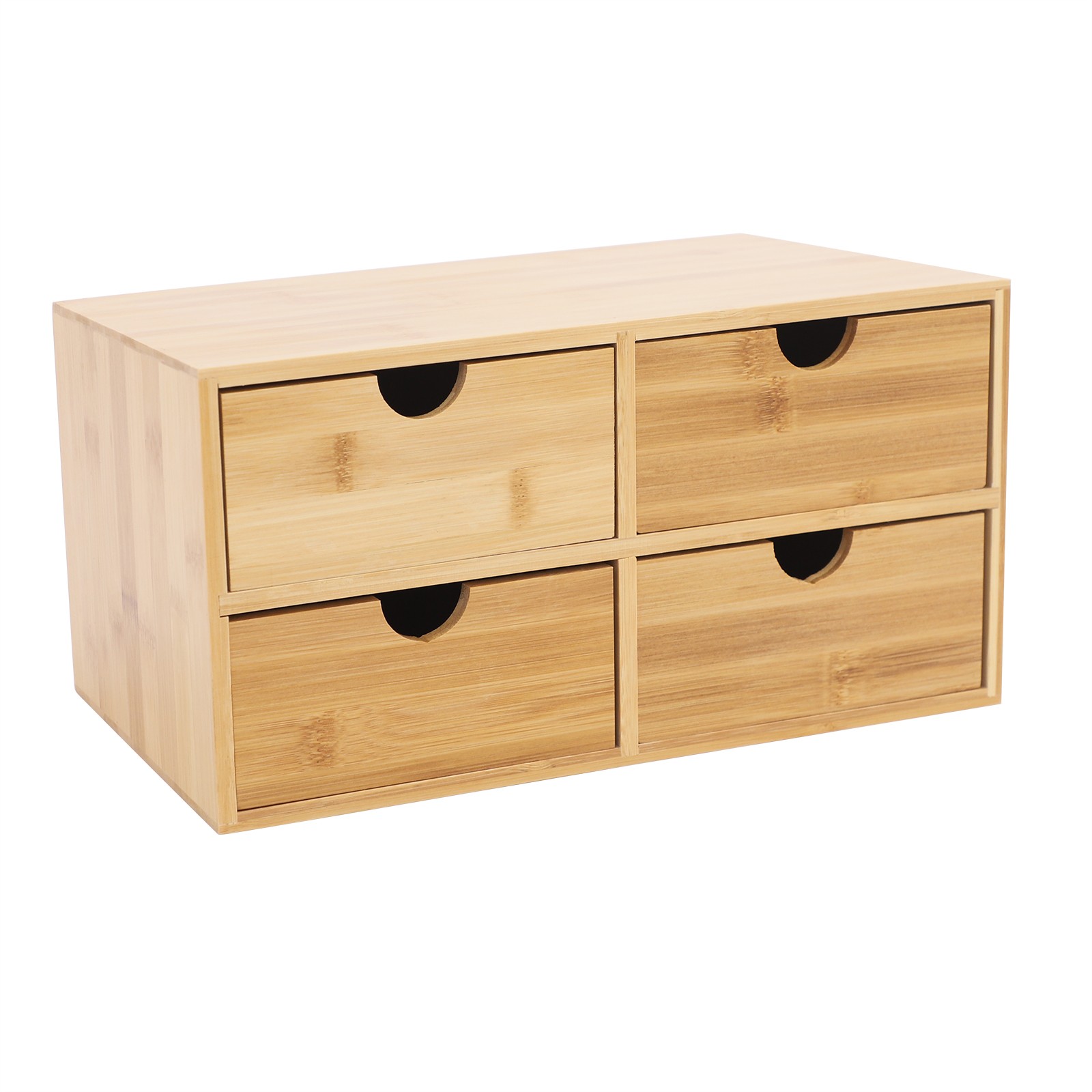 Bamboo Desk Organizer with 4 Drawers, Office Tabletop Storage Organization Box