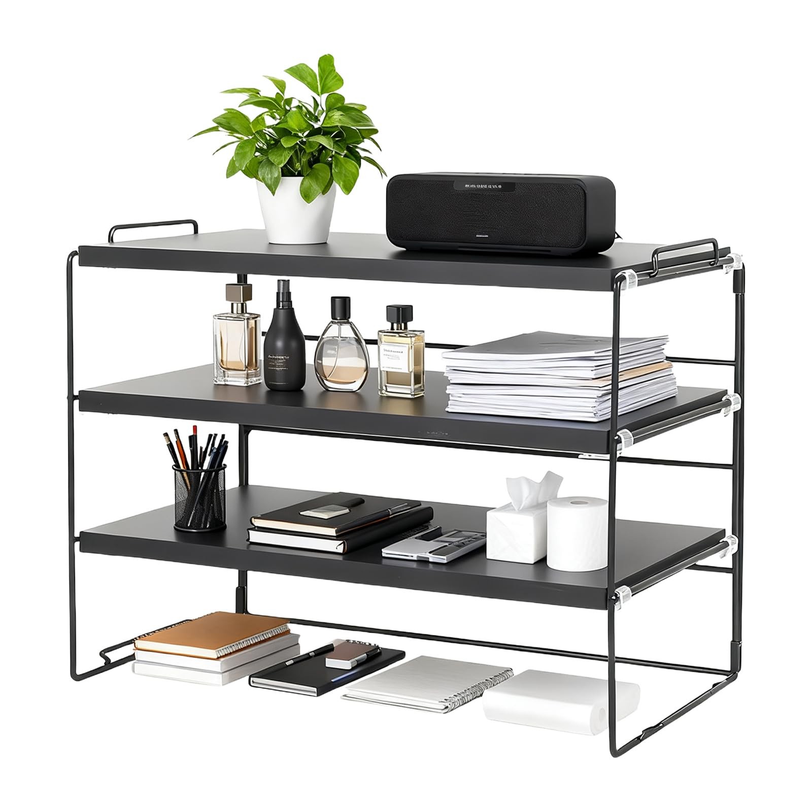 ShellKingdom Desk Shelf Organizer, 3 Tier Desktop Large 3 Tier, Black