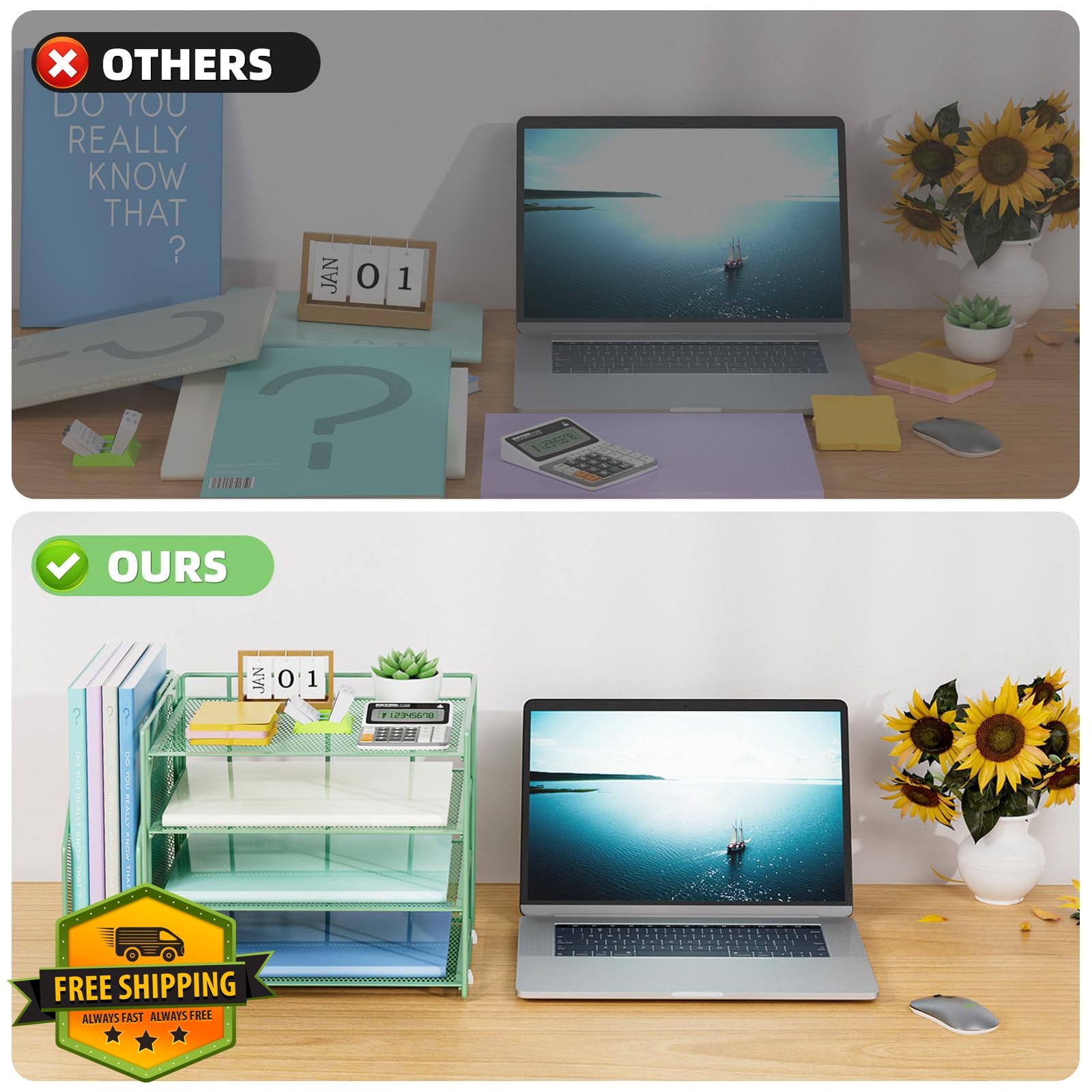 Marbrasse Green Desk Organizer