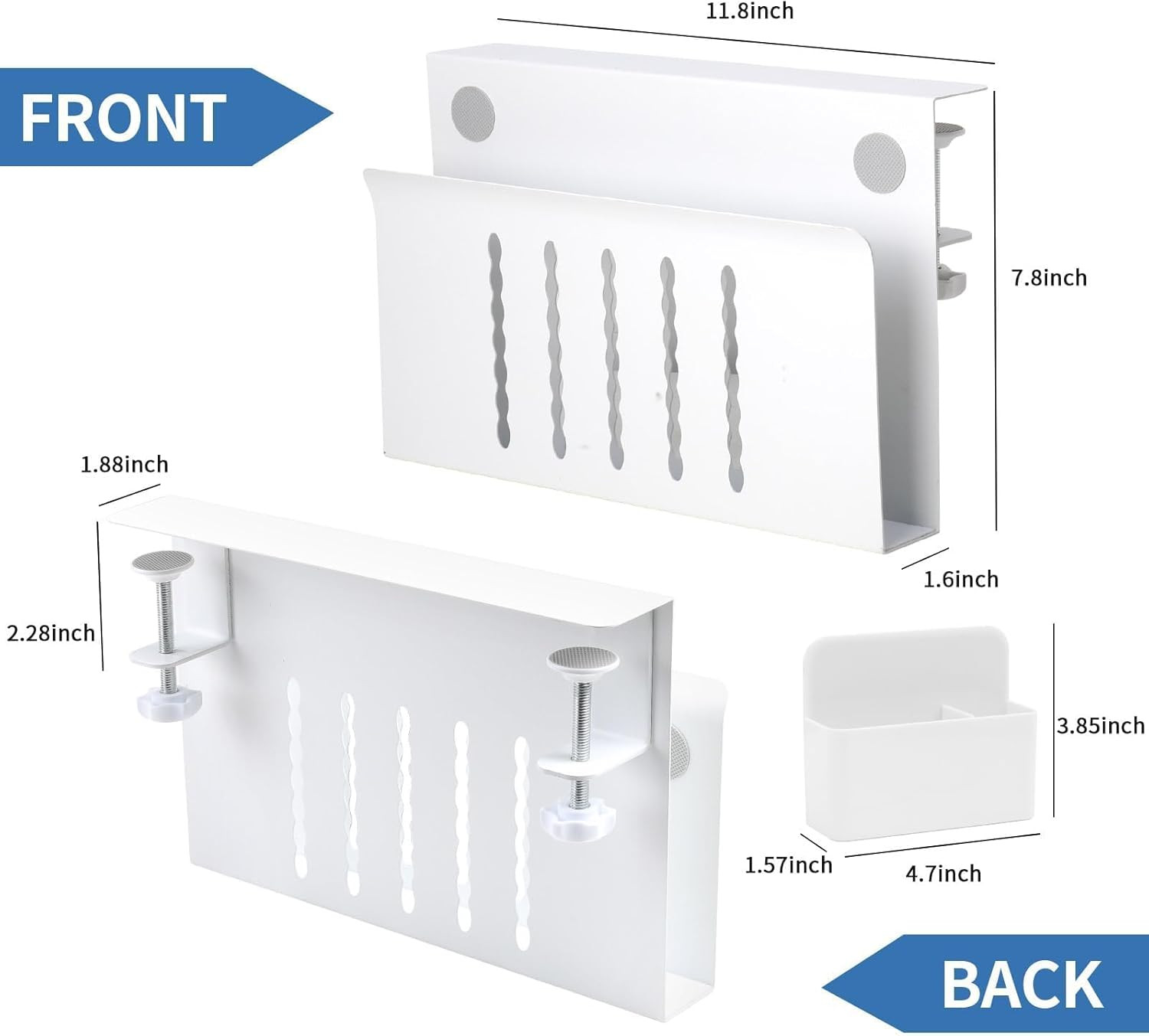 Desk Side Storage Organizer, Under Desk Laptop Holder with Magnetic Pen Holder,