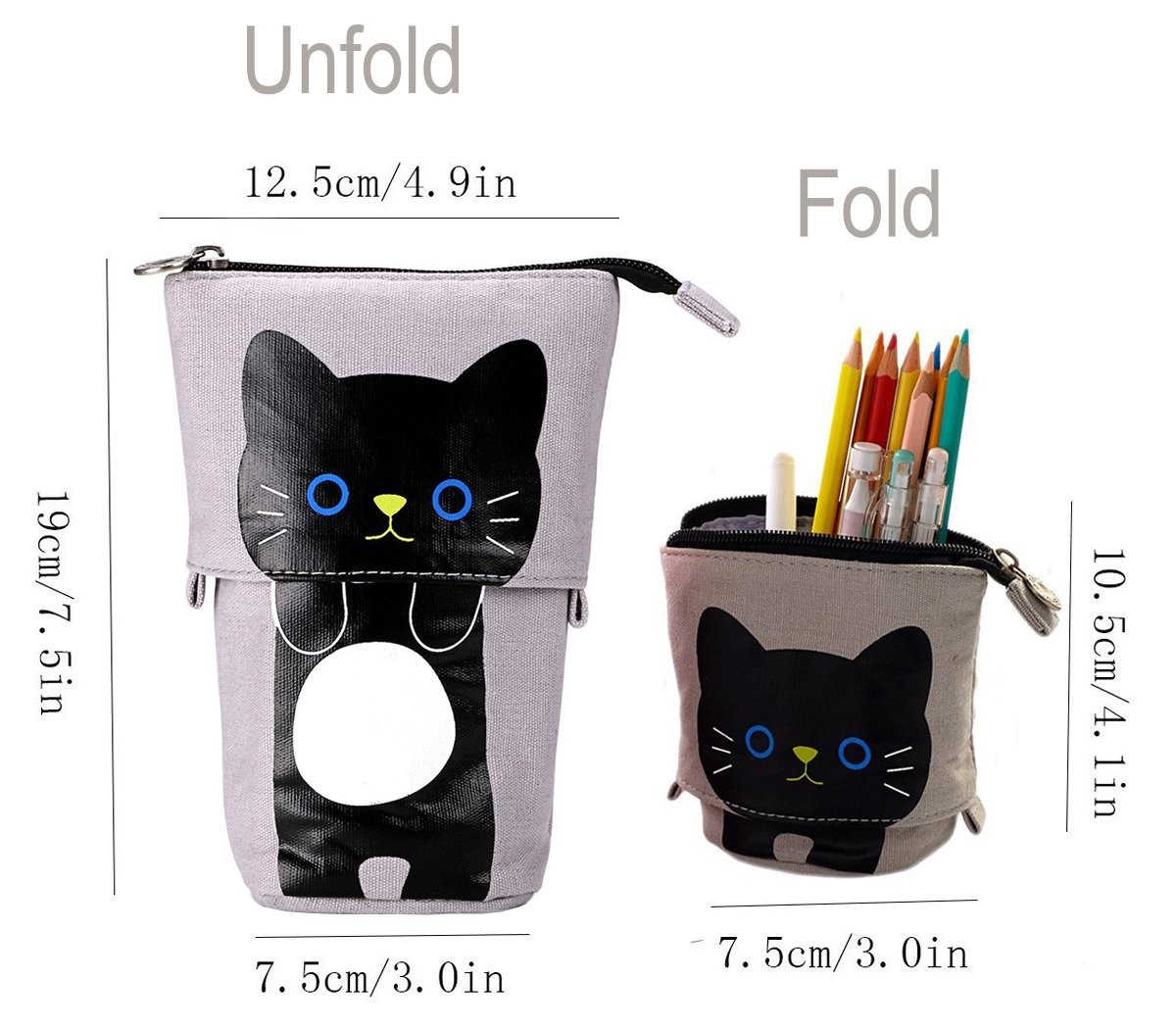 Telescopic Pencil Pouch Standing Pen Holder Cute Pencil Bags Stand Up Pen Cas…