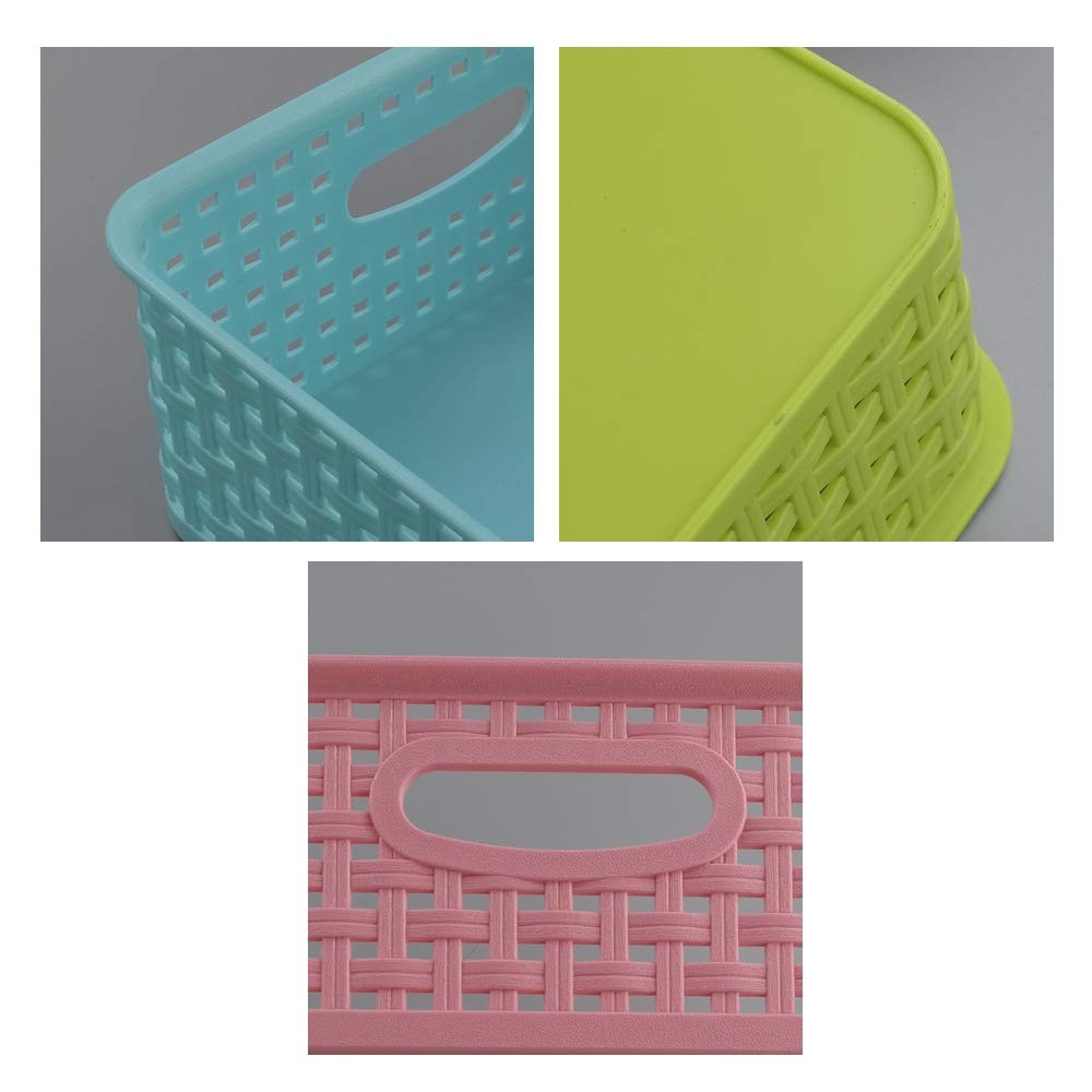 Plastic Shallow Storage Basket Trays 3 Piece Set Office Paper Organizer
