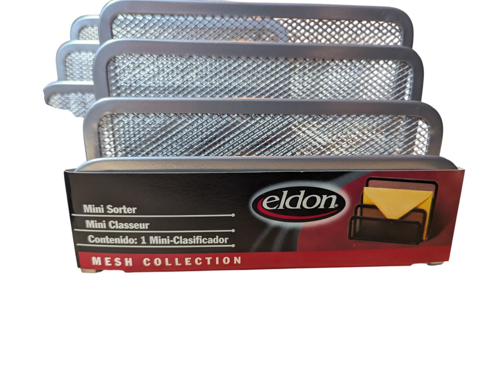 Lot Of 4 ELDON Mini Sorter Separator Desk Organizer Silver Mesh Mail Vintage