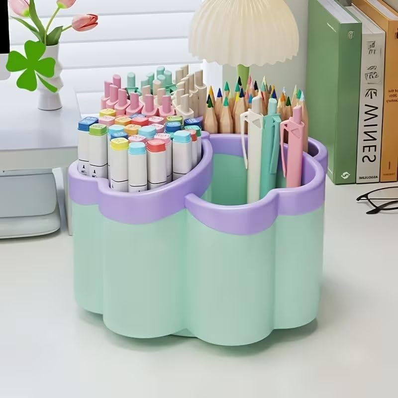 Pen Holder Desk Organizer,360°Rotating Pencil Pen Holder,Large Capacity Desk Sto