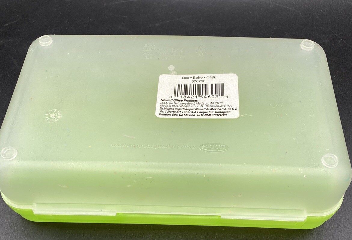 Spacemaker Plastic Pencil Desk Storage Box 8.5″ X 5.5″ Neon green and Clear