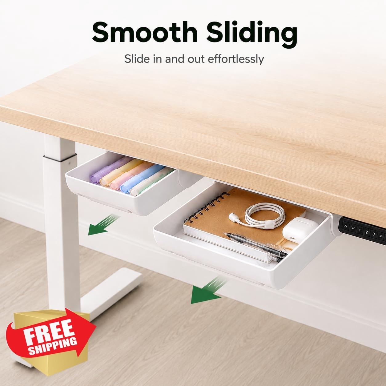 YOOUSOO 2 Pack Under Desk Drawer White