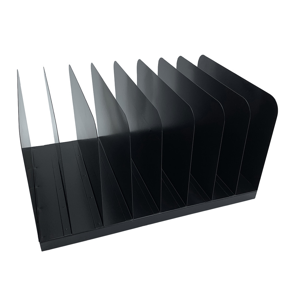 Huron Vertical 8 Slot Steel Desk Organizer/Sorter Black HASZ0146