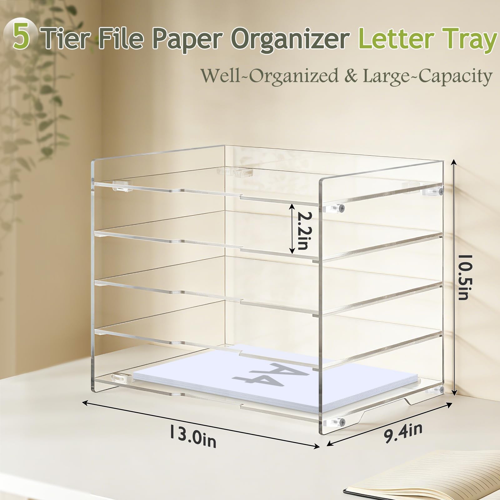 KKU 5 Tier Clear 9.4 inches (D) x 10.5 (W) x 13 (H), clear