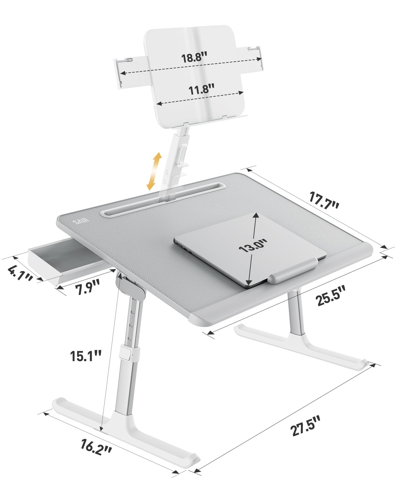 Saiji Laptop Desk For Bed Premium Xxl Extra Large Upgraded Height Angle