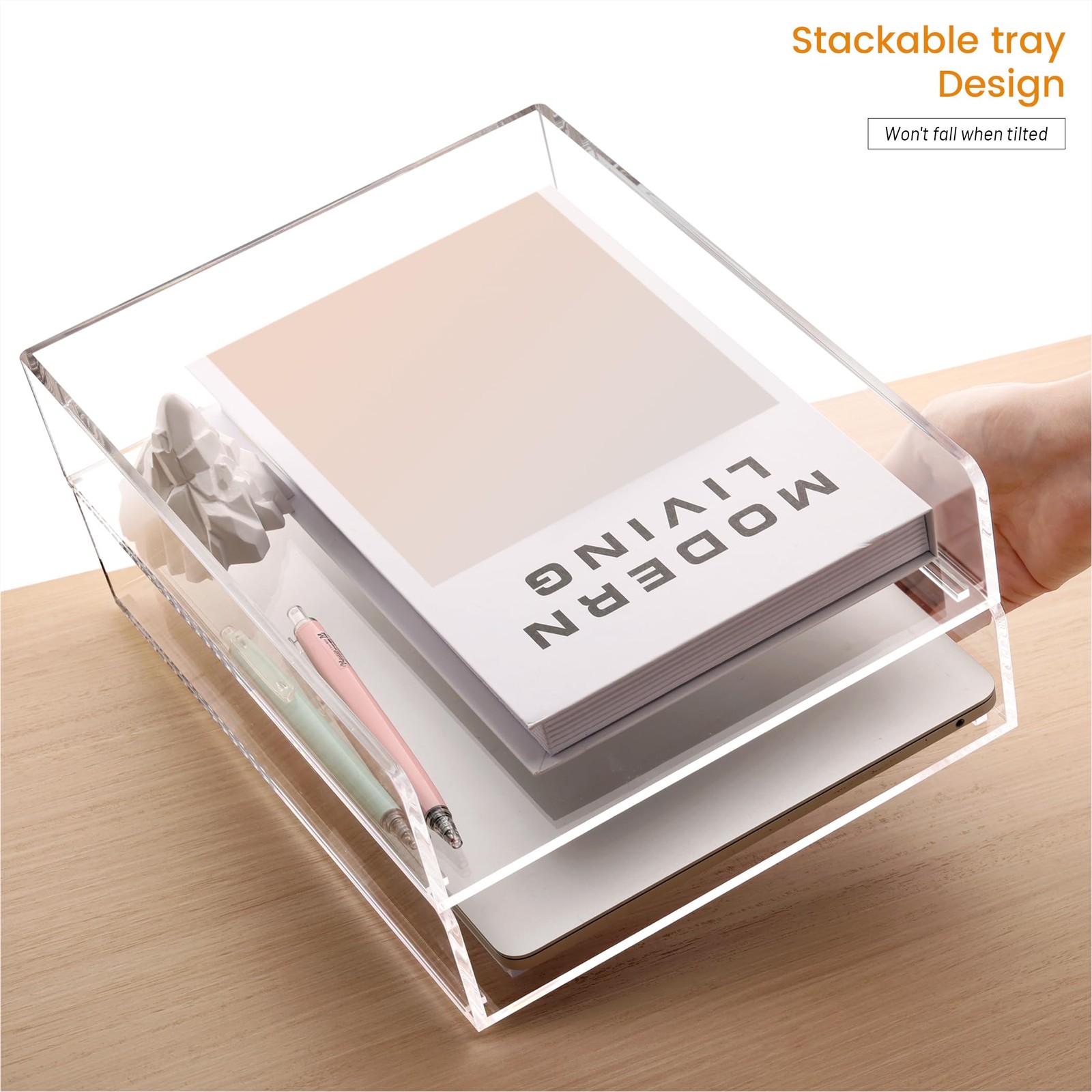 Paper Organizer Letter Tray,Acrylic Desk Organizer,Clear File Organizer for D…