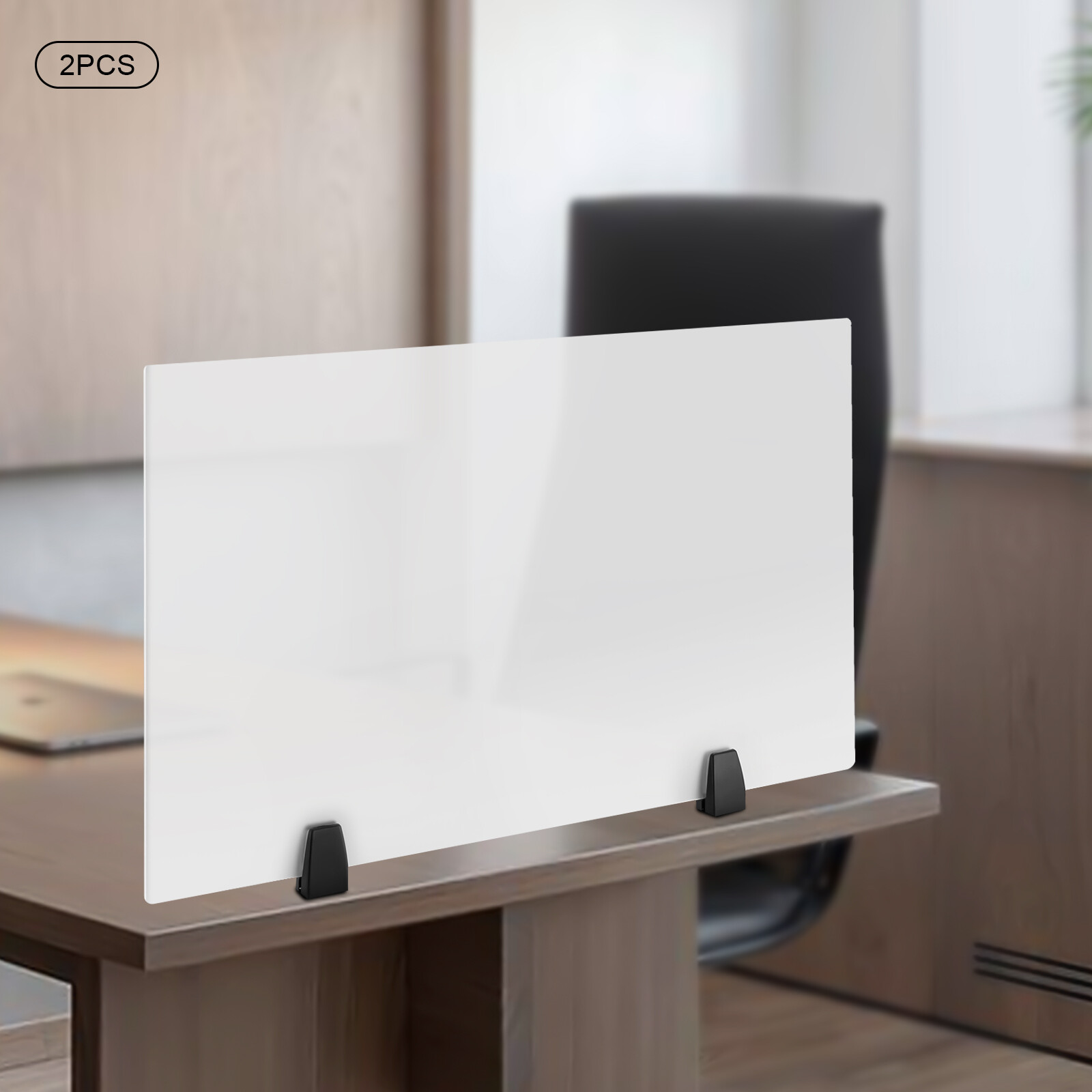 2x Indoor Acrylic Sneeze Guard Office Desk Divider Table Clear Dual Frosted New