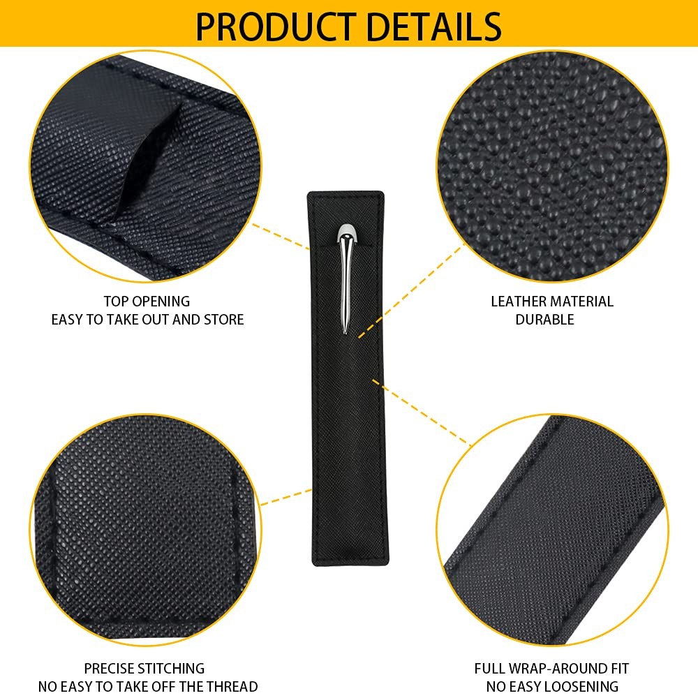 3 Pack Leather Pen Sleeve Holder Black