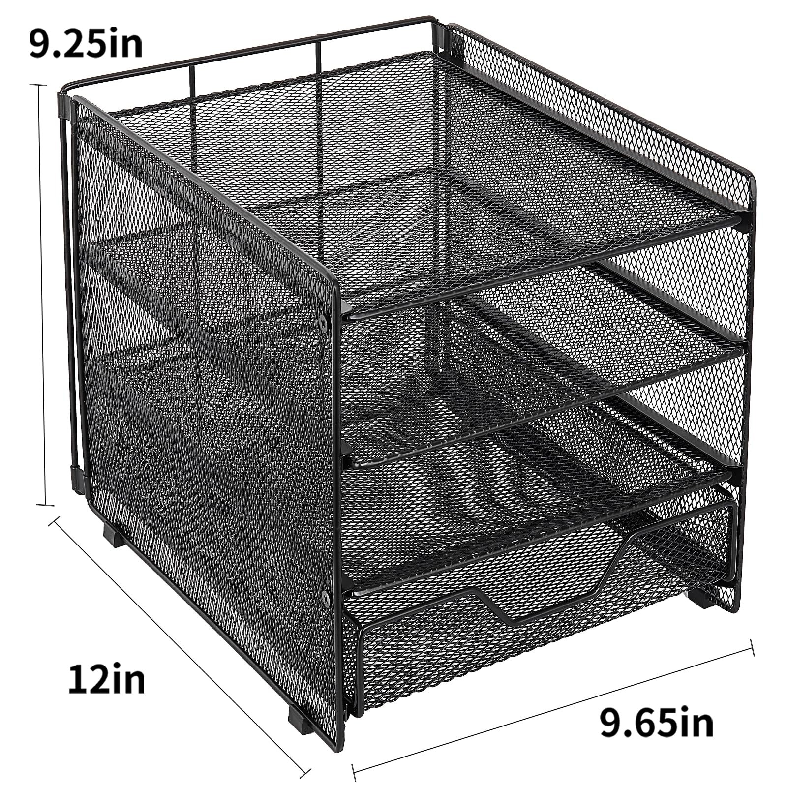 Desk Organizer, 4-Tier Desktop File Organizer with Drawer, Office Desk Access…