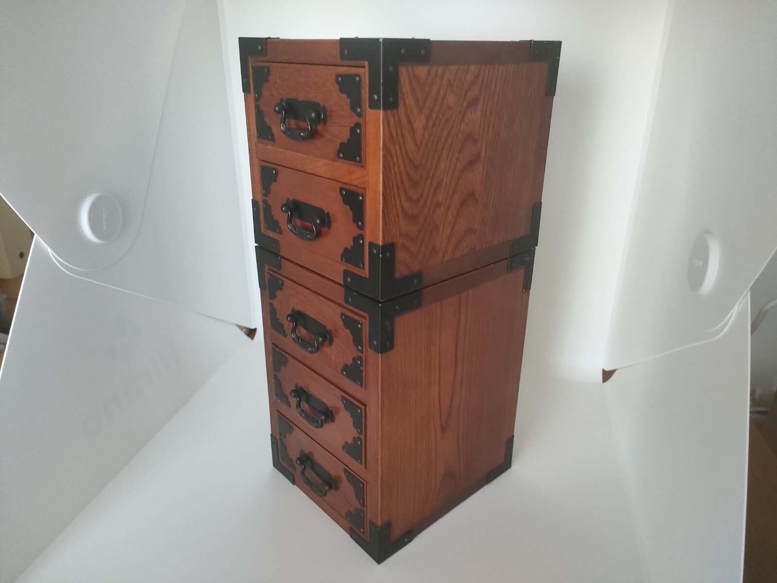 Wood Chest Showa Vintage 2 sets (3 drawers + 2 drawers) Limited Japan