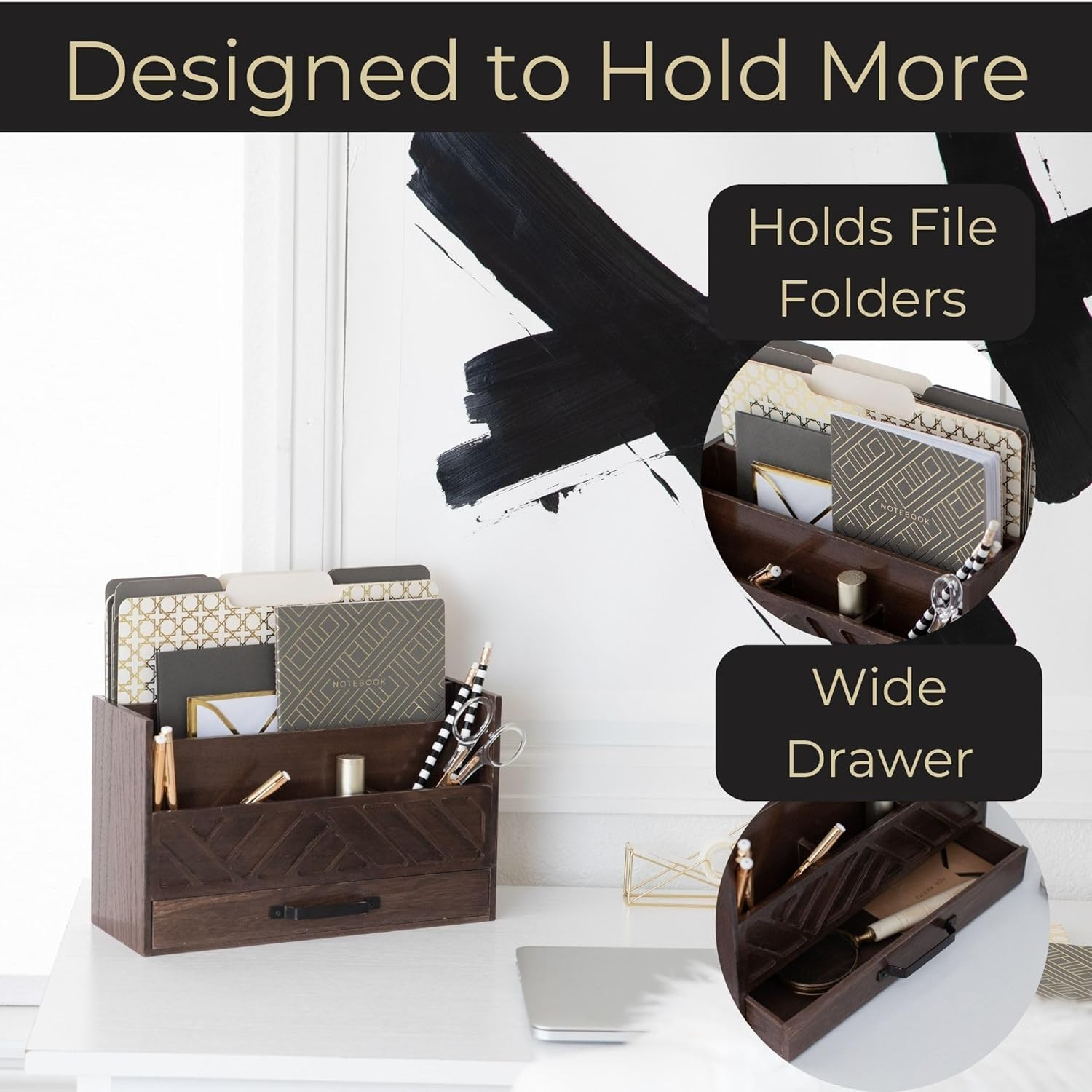 | Wooden Mail Organizer with Drawer and Compartments | Mail Sorter Organizer Cou