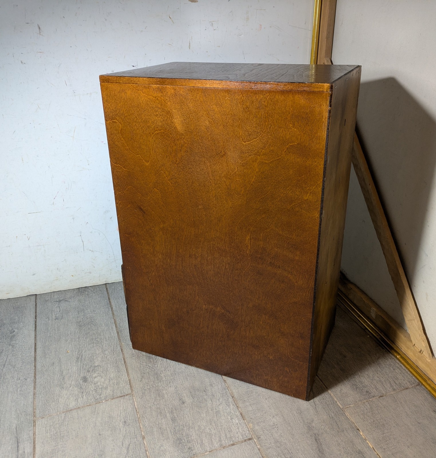 Vintage Wood Desktop Library Organizer Index Card Letter File Box Cabinet Drawer