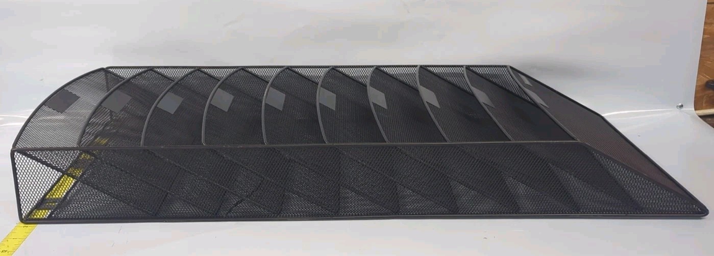 Black 10-Tier Metal Mesh Wall File Organizer Rack Office Home Storage