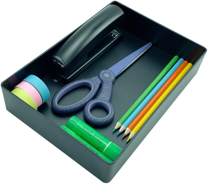 Amazon Basics Rectangular Plastic Desk Organizer with Storage Trays, Accessory T
