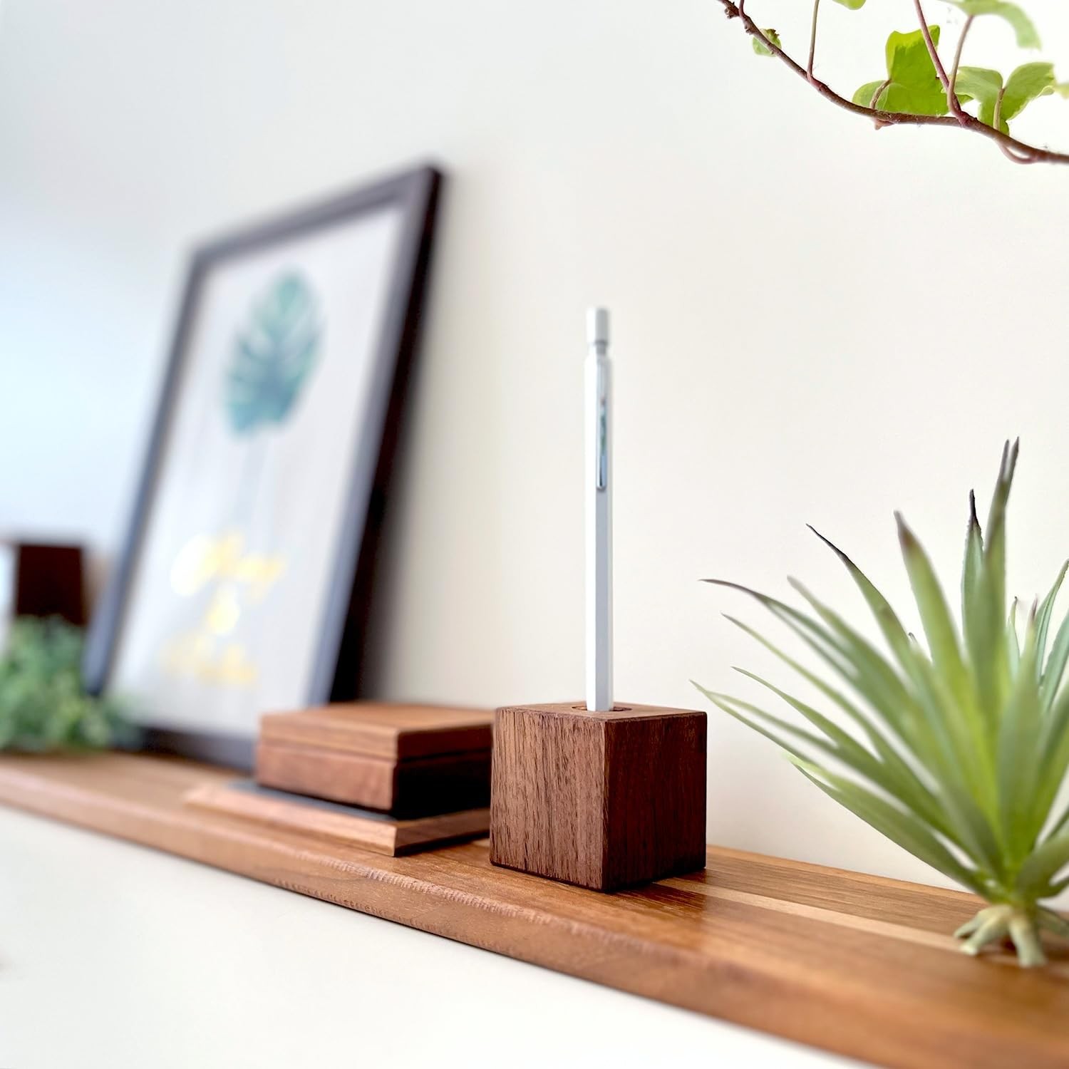 KATOMOKU Wooden Pen Stand Cube Walnut Wood Desk Organizer Japan
