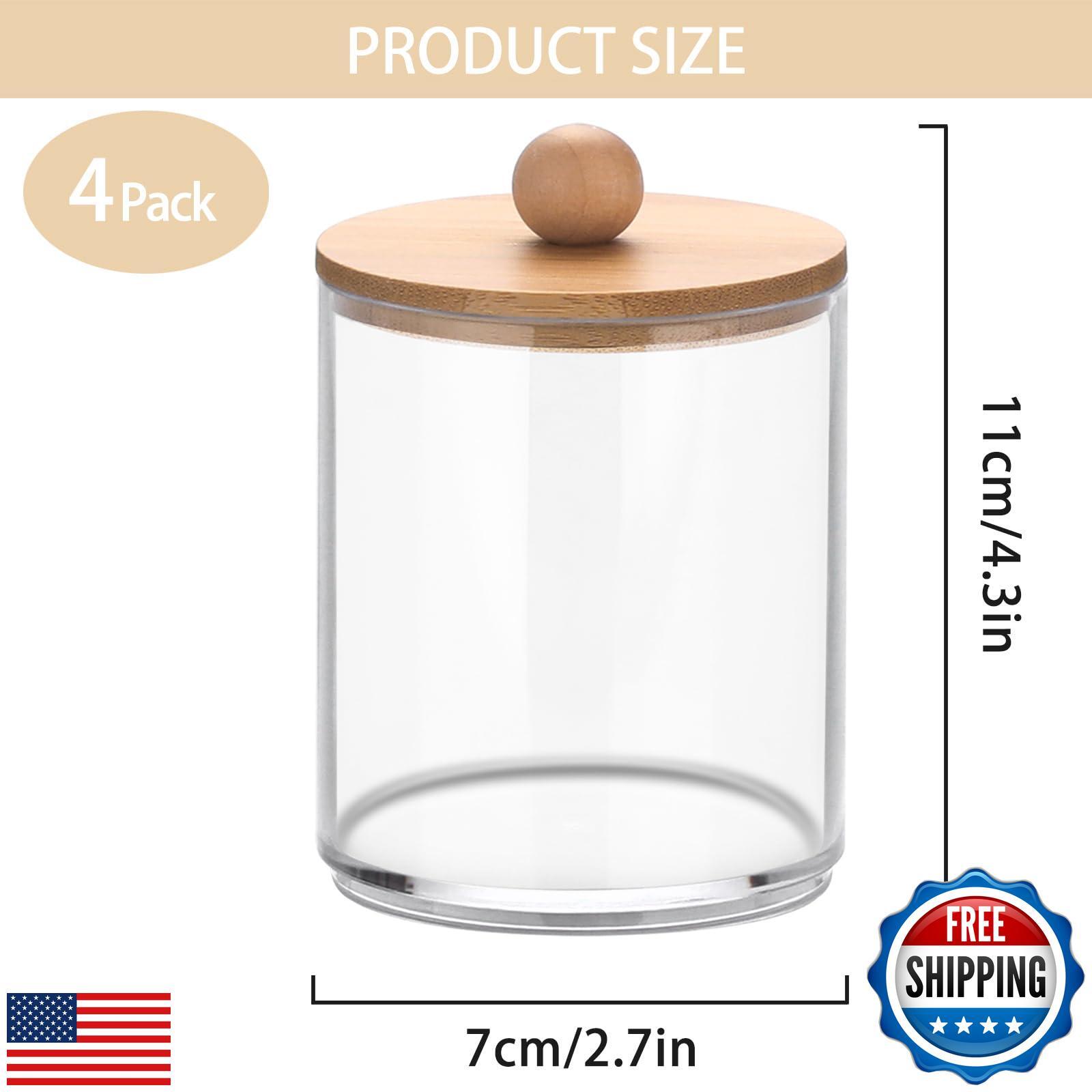 BTSKY 4 Pack PaperClip Holders with Bamboo Lid, Round Binder Holder for Desk,