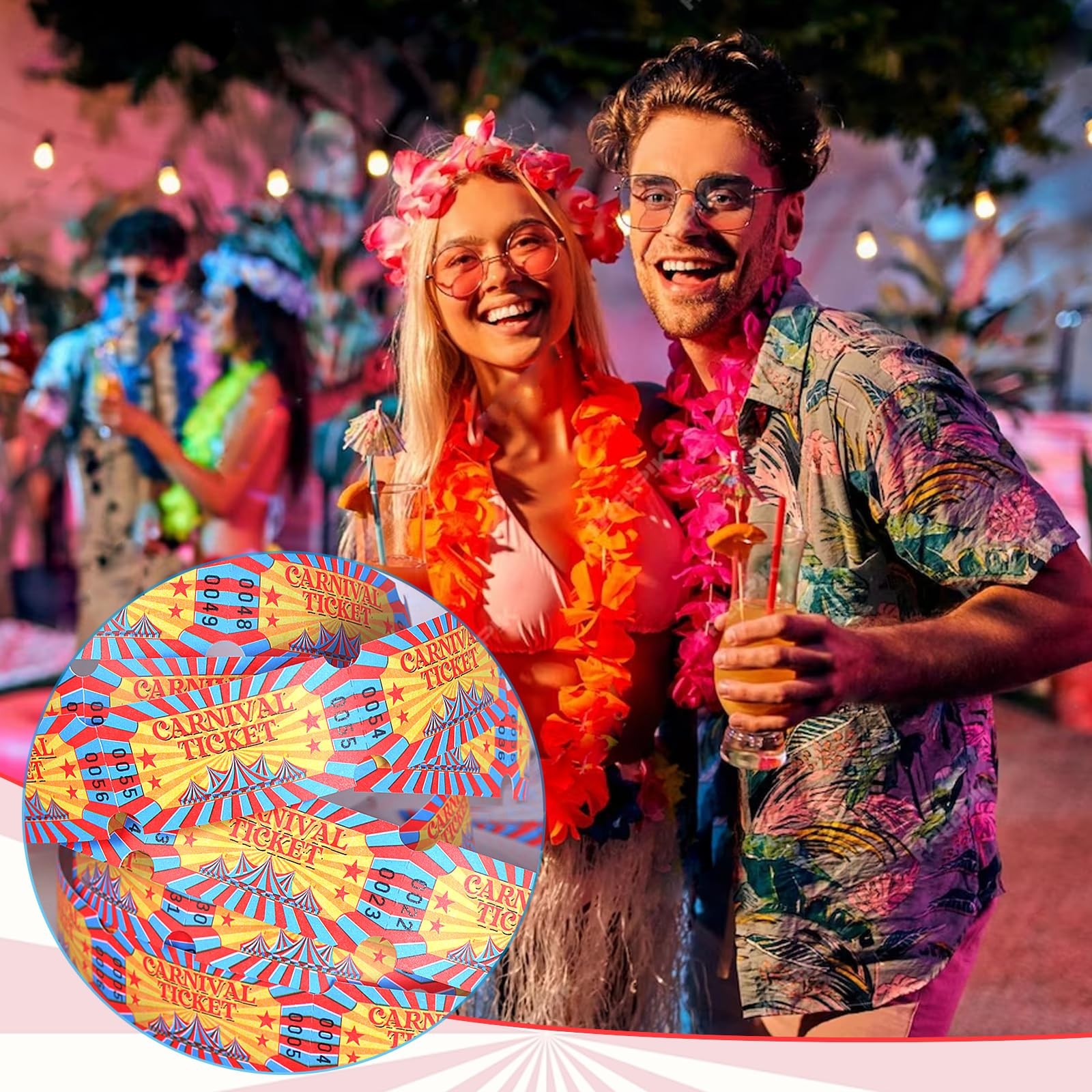 1000 Pieces Carnival Roll Tickets Raffle Single 1000 Pcs, Red