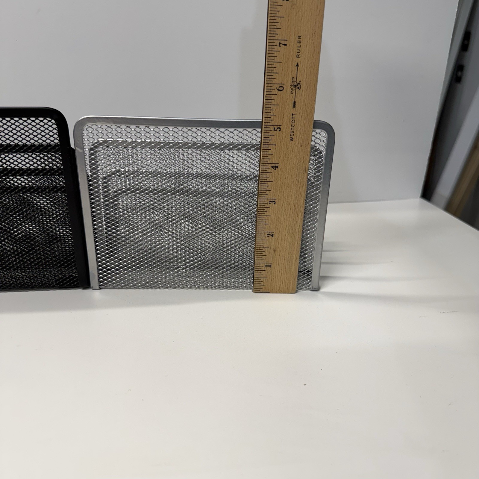 Sturdy Wire Mesh Desk Mail Organizer, 3 Slots, Black & Grey