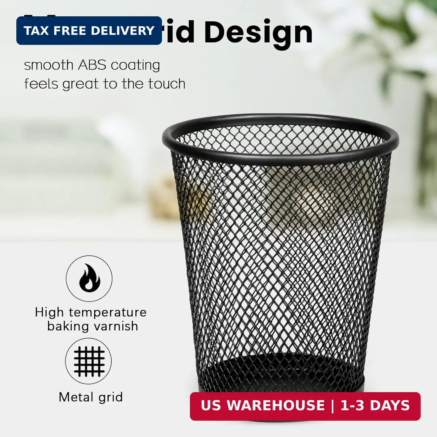 QYH Mesh Pencil Holder for Desk 6 Pack, Metal Pen Cup Black | Pen Holder for Des
