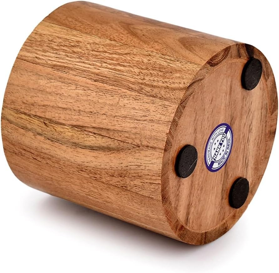 Acacia Wood Pencil/Pen Holder for desk, Round Desktop Organizer for Desk Mult…