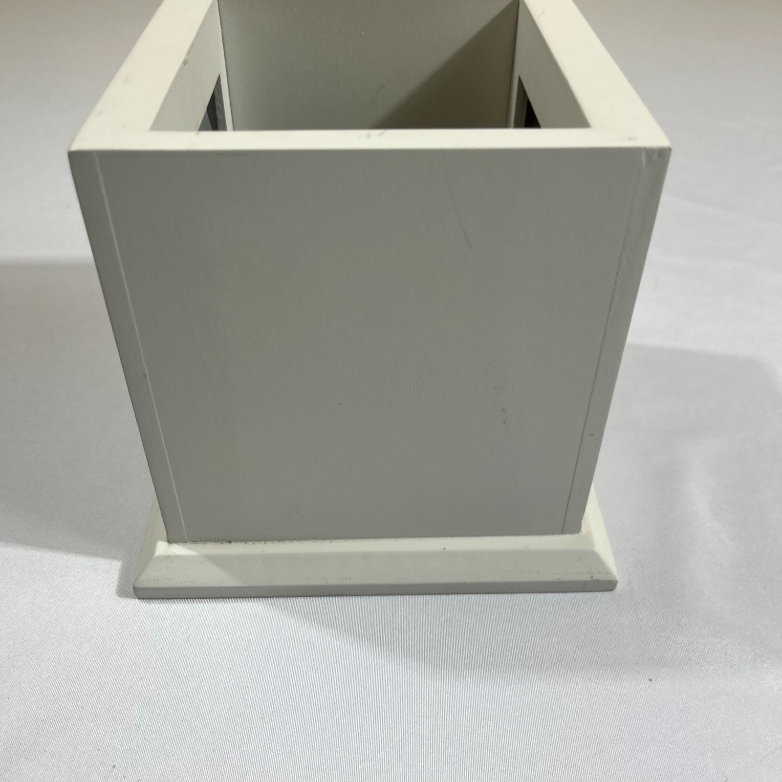 White Wooden Receipt Box Desktop Organizer Square Paper Storage Holder Office