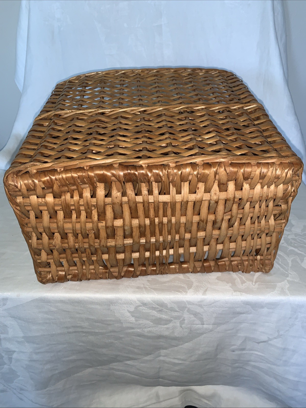 Vintage Wicker Desk Organizer Mail Letter Holder Shelf Tiered 10.5”x6”x11”